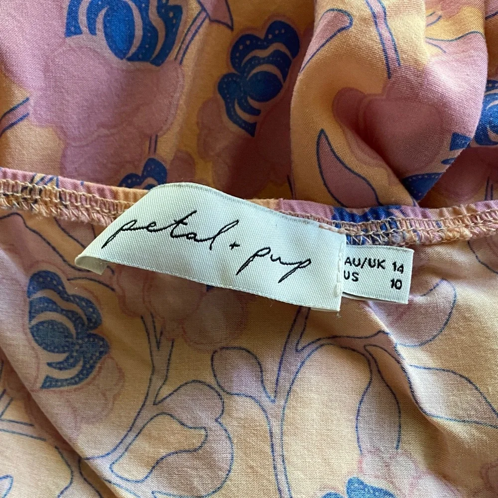 Petal + Pup Clarisse Dress‎ Floral Square Neck Size 10 Maxi Pink Orange